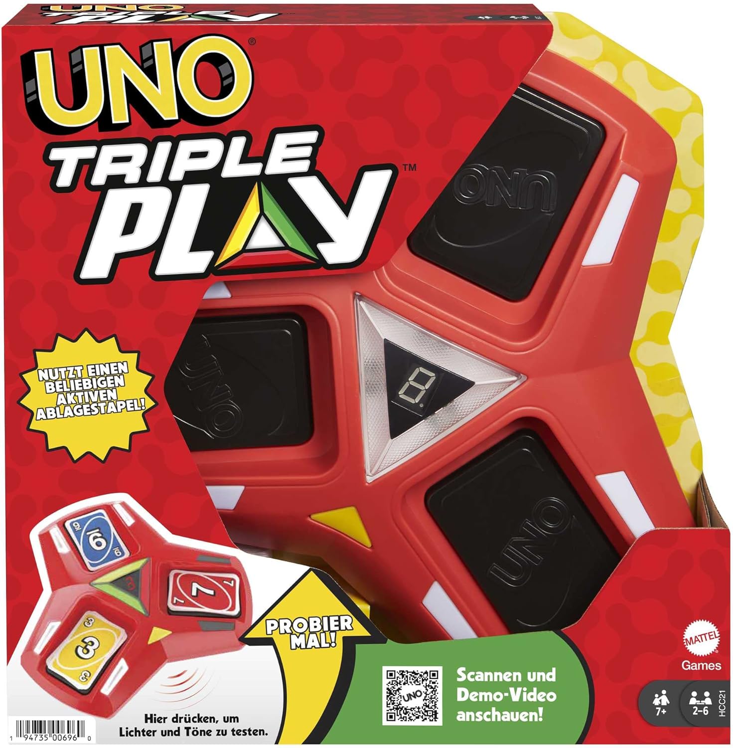 UNO Triple Play Card Game w/ Card-Holder Lights & Sounds