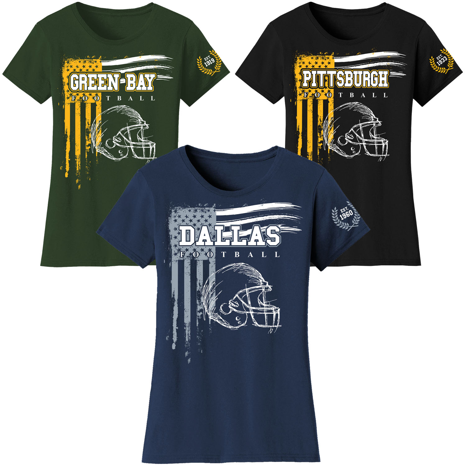 Women's Vintage USA Flag Football T-Shirts