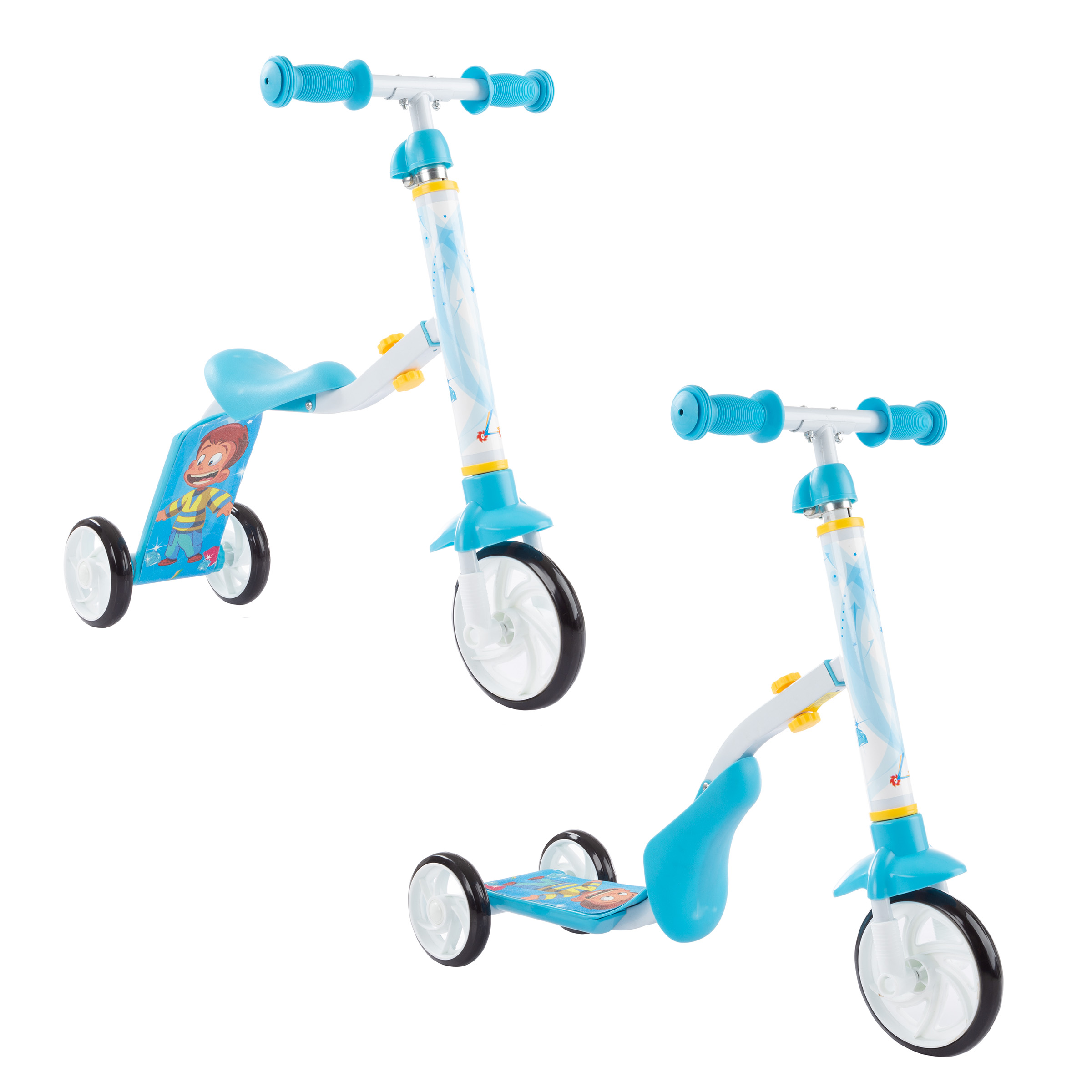 3 Wheeled 2 in 1 Convertible Scooter Adjustable Seat Handlebars Ages 2 - 6