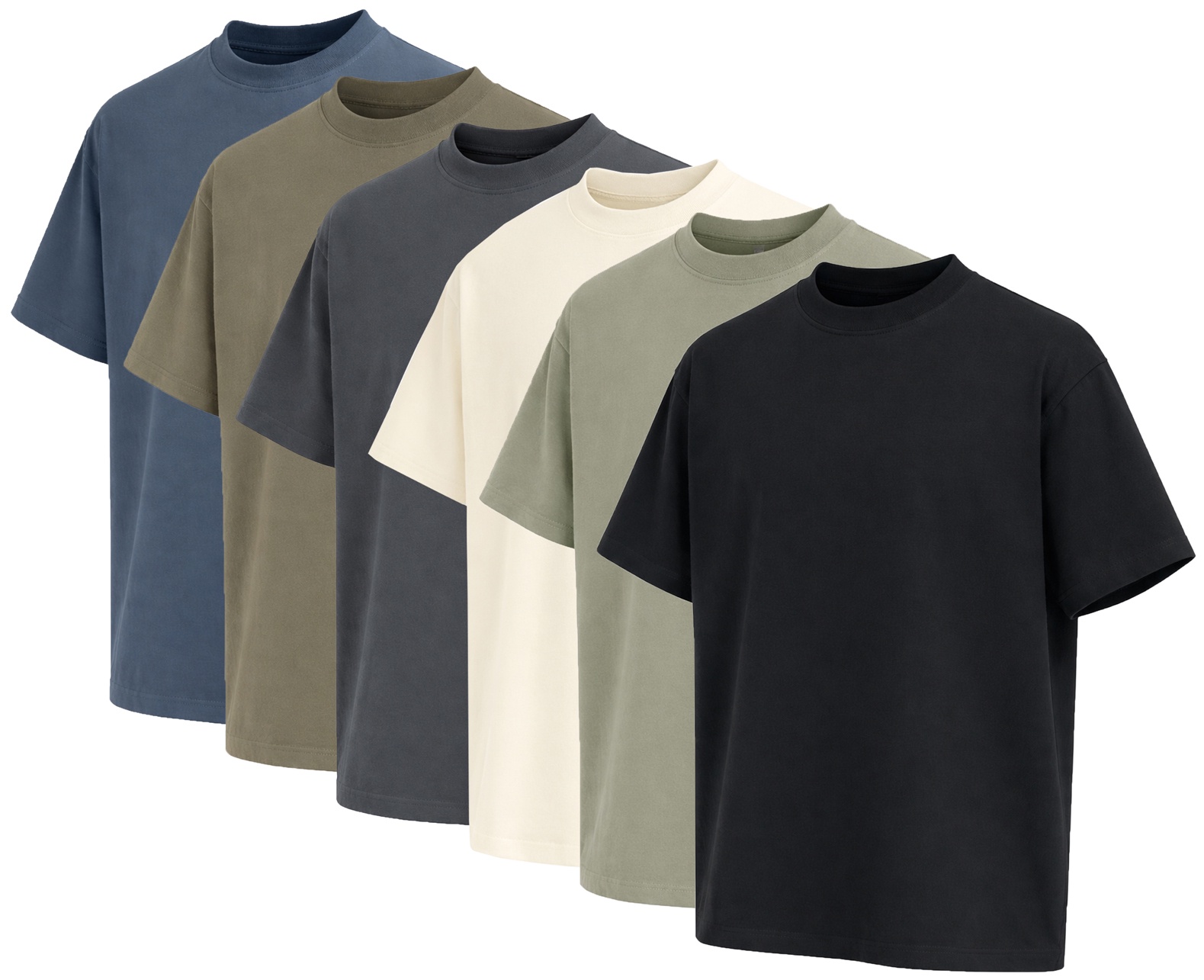 5-Pack Oversized Heavyweight Cotton T-Shirts – Loose Fit Crew Neck (S-3XL)