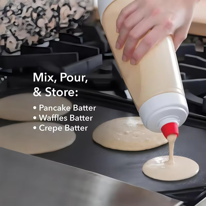 1PC Pancake Batter Bottle Battler Mixer With Blender Ball Wire Whisk For Restaurant Baking Pancakes Cupcakes Muffins Crepes