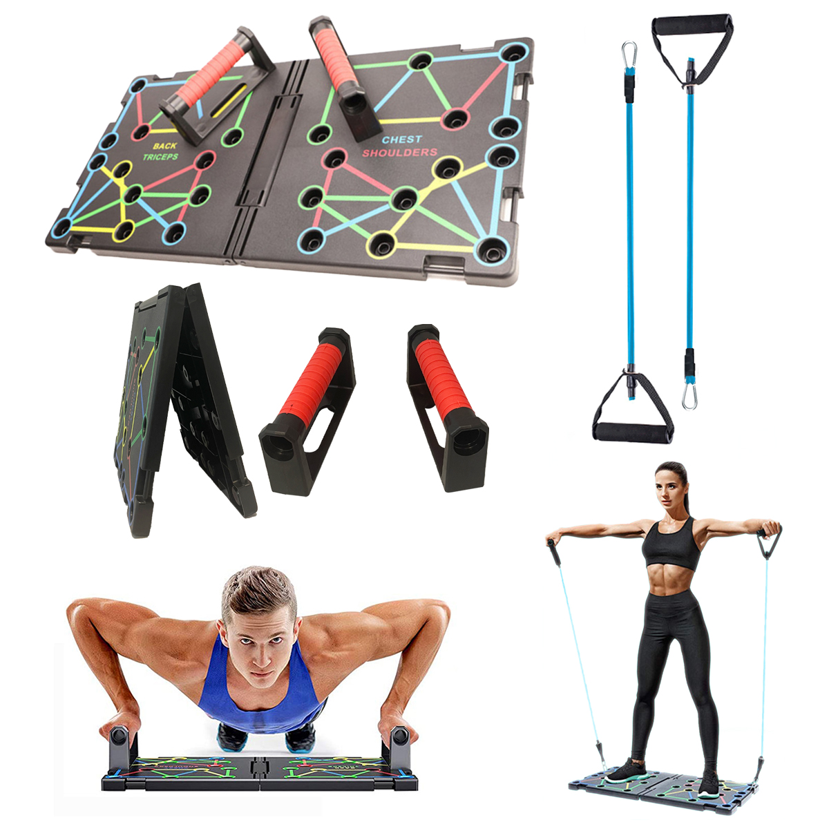 Zummy 13-in-1 Power Press Pushup Board System Workout Train Gym Exercise