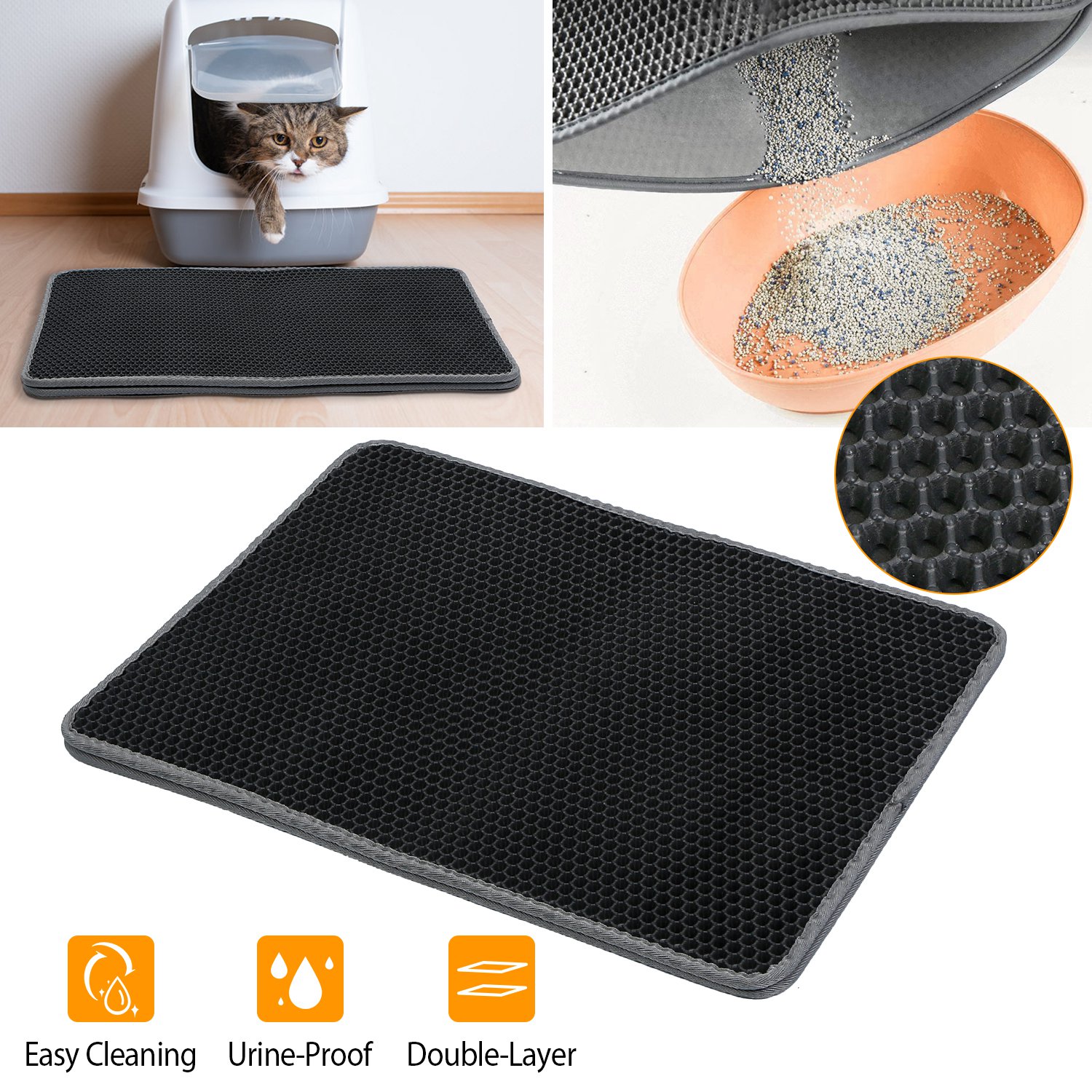 Cat Litter Mat EVA Honeycomb Double Layer Kitty Litter Trapping Carpet