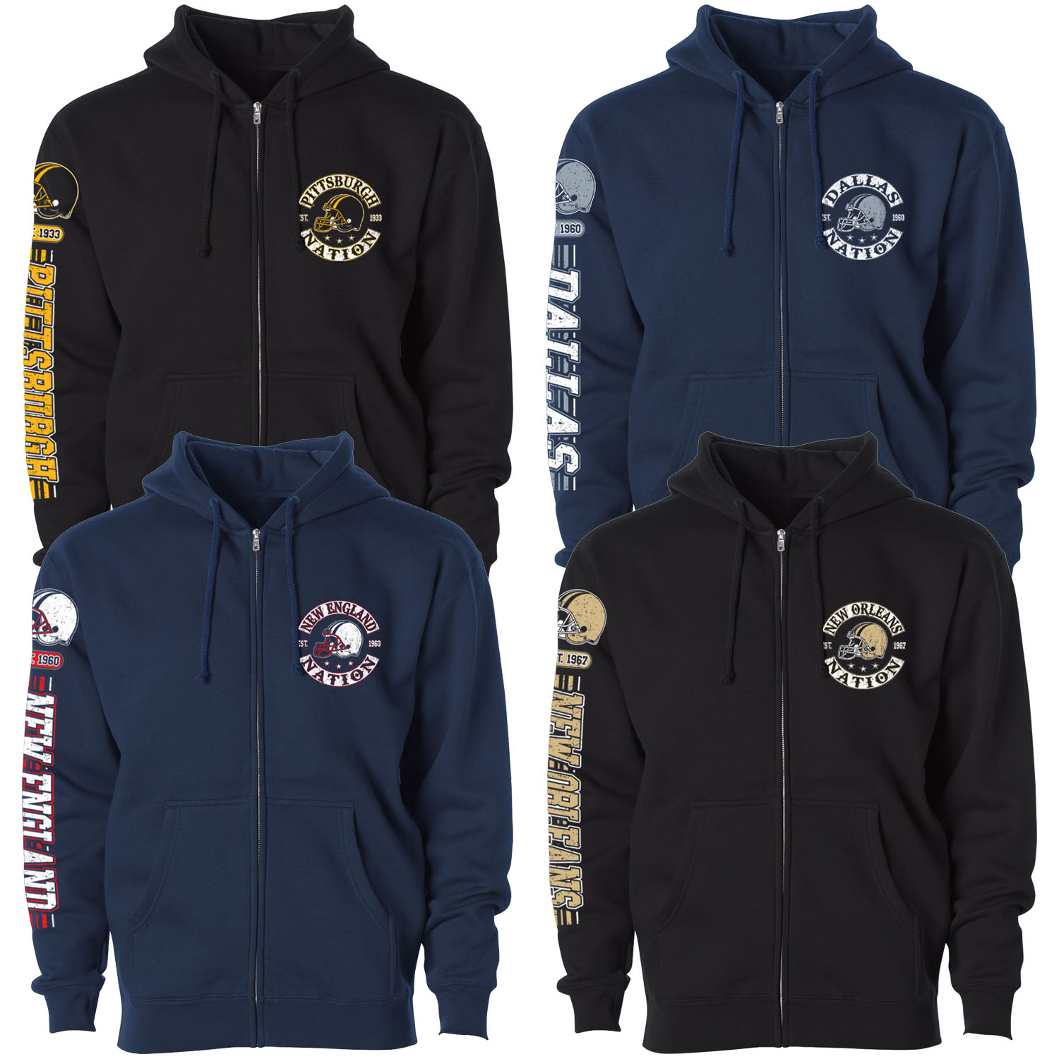 Women's Football Stripes Zip Up Hoodie
