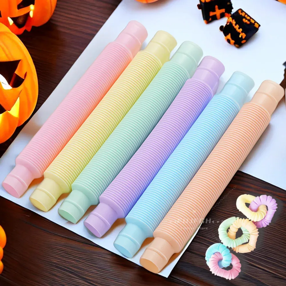 6Pcs/Pack Pop Tubes Sensory Toys Fidget Pop Tube Stress Relief Decompression Finger Toy
