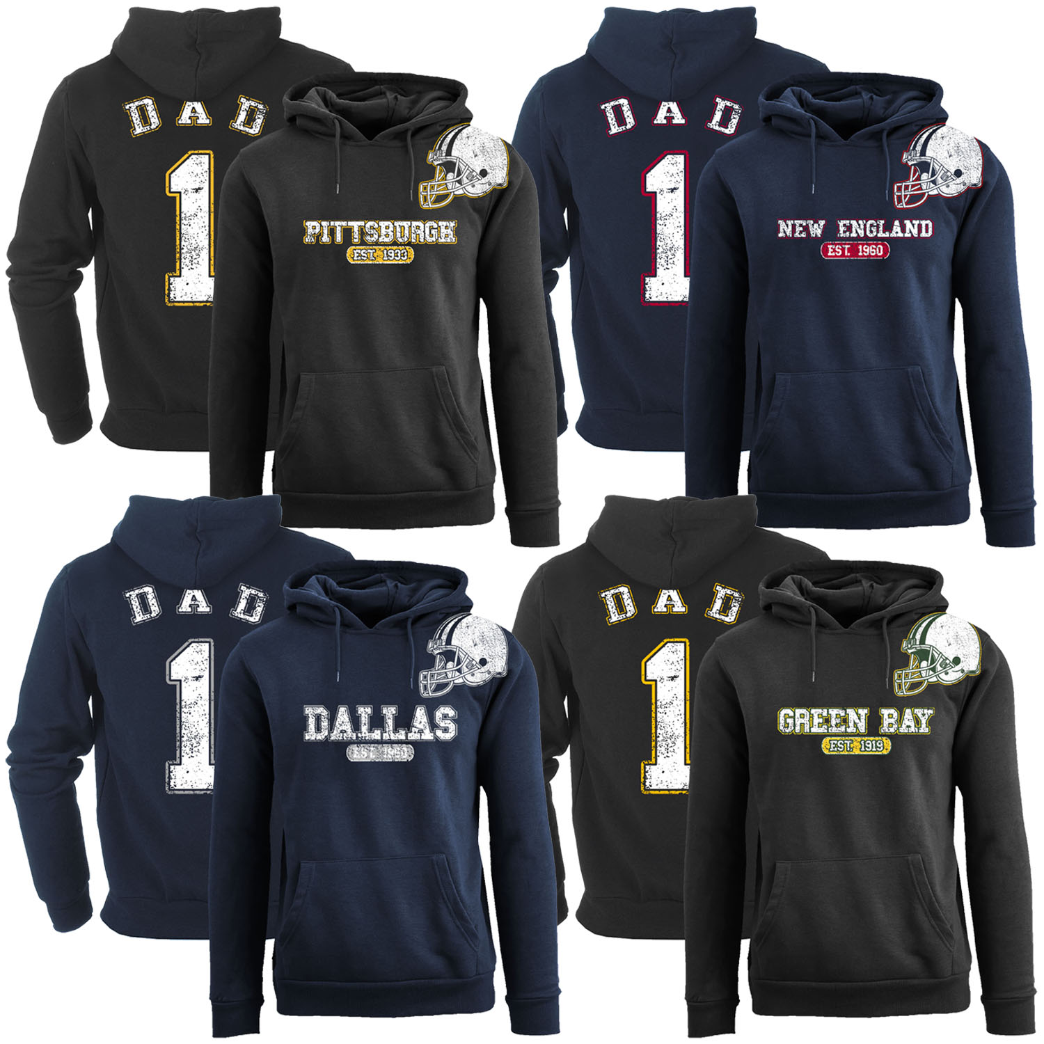 Men's Dad #1 Awesome Football Helmet Pull Over Hoodie