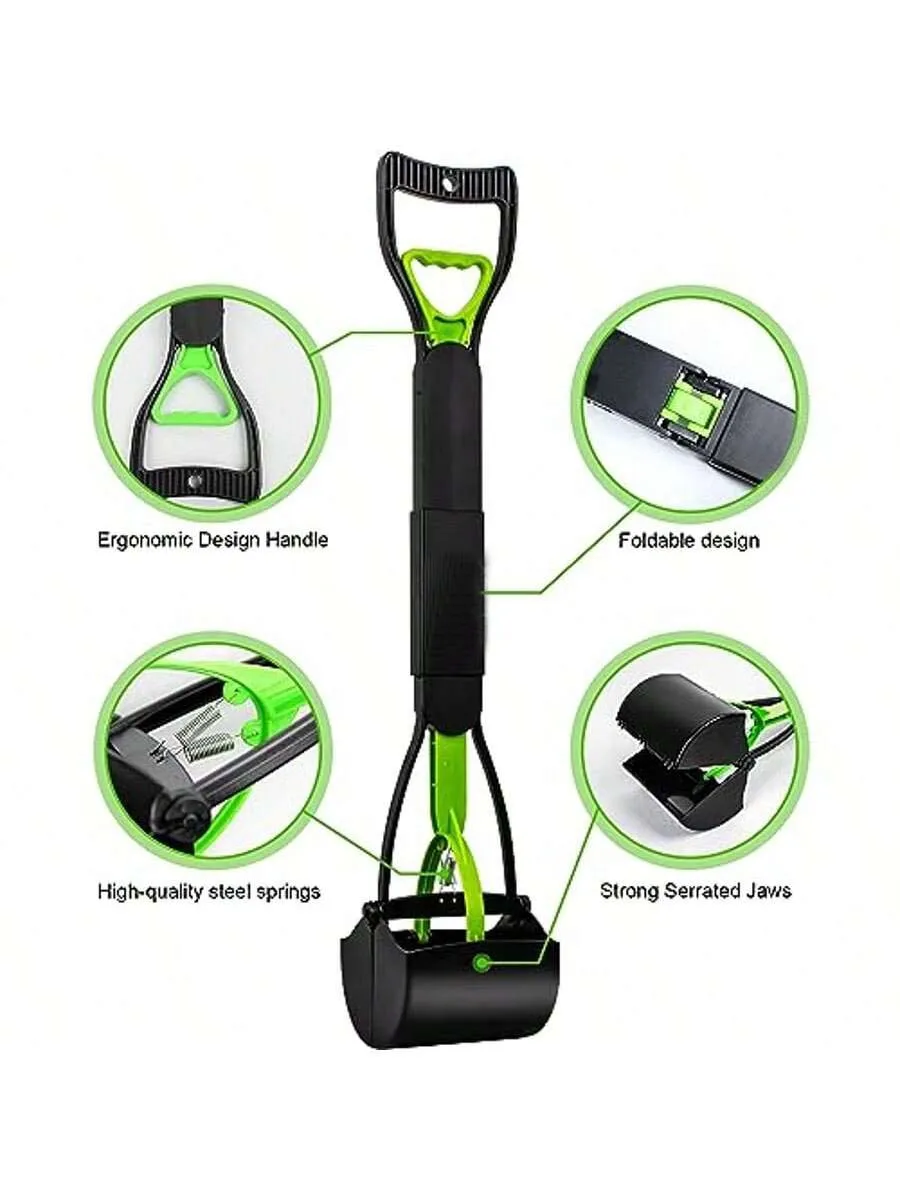 1PC Dog Pooper Scooper Pet Long Handle Jaw Poop Scoop Picker Excrement Collector Clean Tools Outdoor Foldable Animal Feces Cleaner
