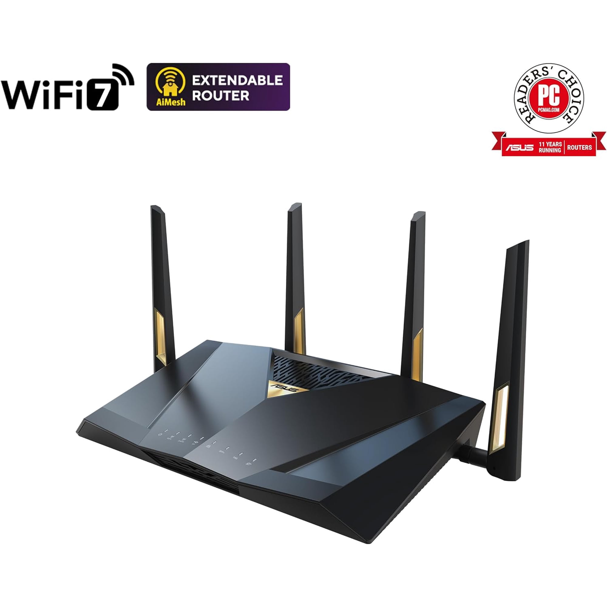 Refurbished ASUS - RT-BE7200 Dual-Band Wi-Fi 7 Router, Black