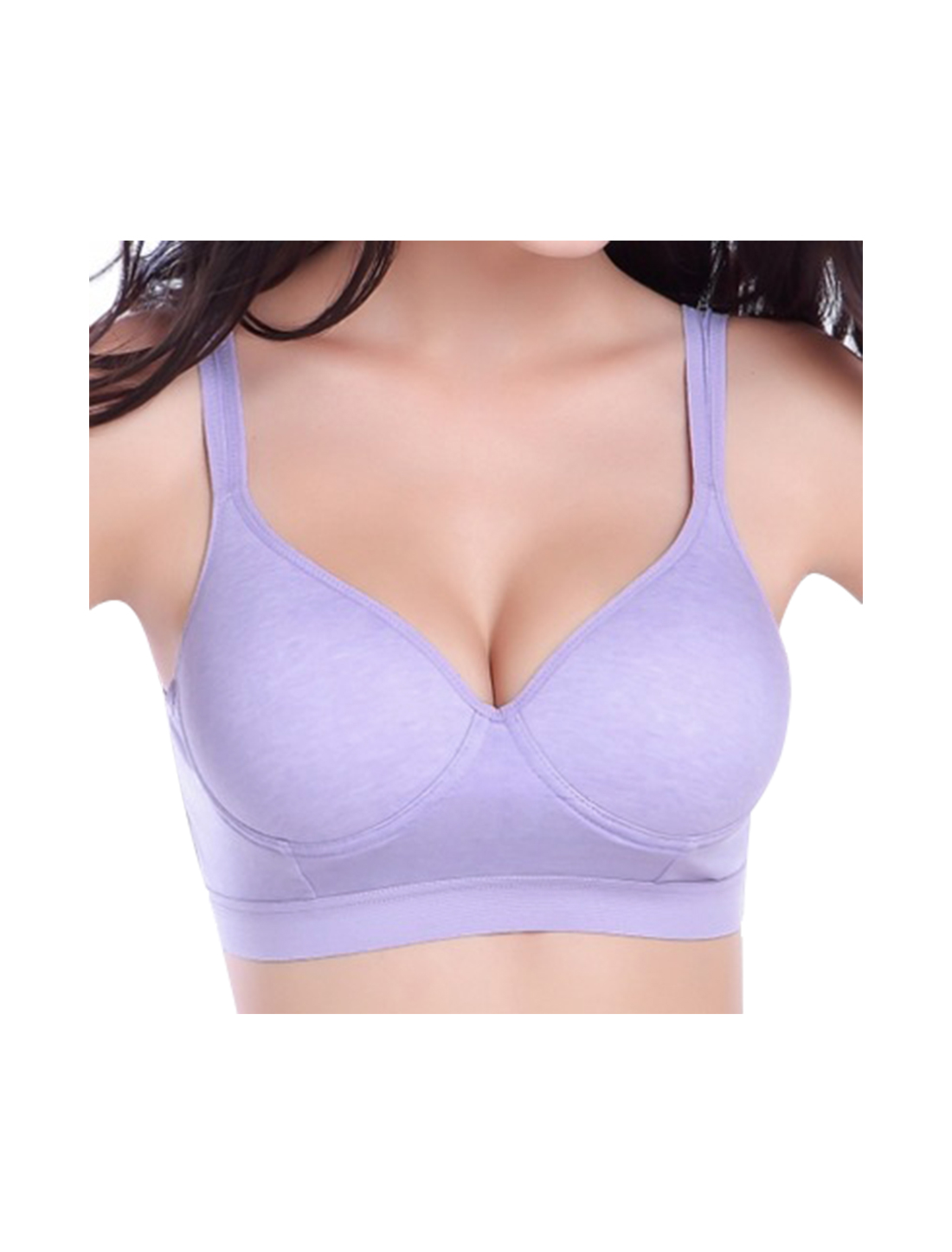Women Seamless Molded Cup Padded Pullover Wireless Sports Bra Purple M