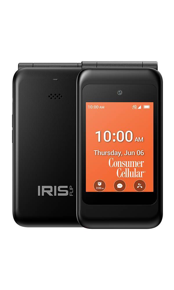 Consumer Cellular Iris Easy Flip Phone 8GB Steel Gray - Unlocked Flip Cell