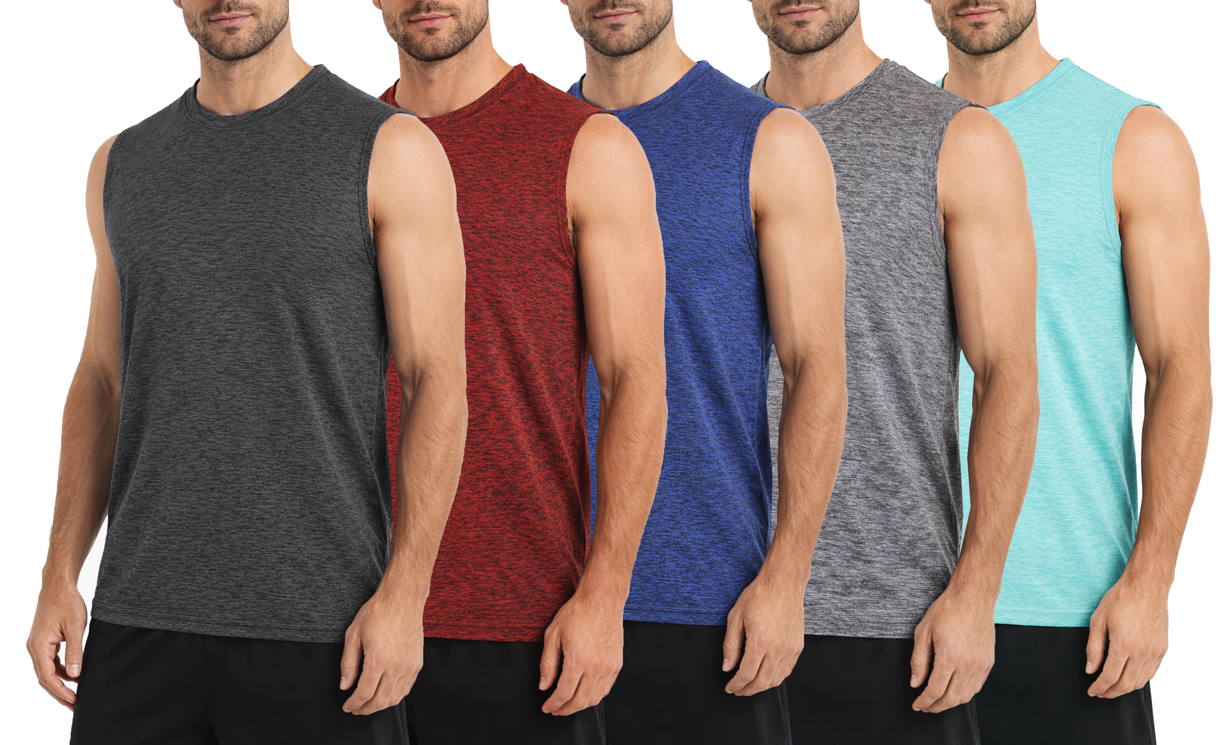 3-Pack Men's Moisture Wicking Performance Sleeveless Muscle Tee (S - 3XL)