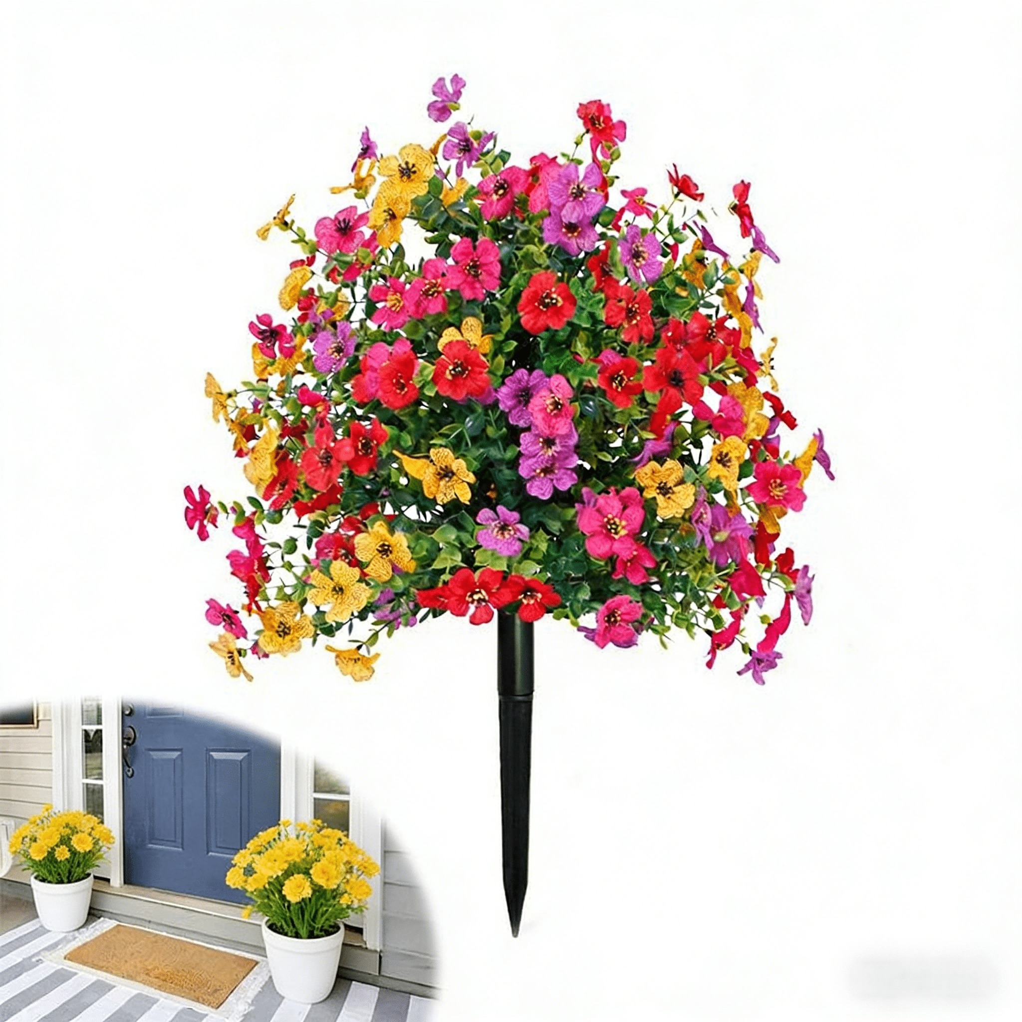 22 inch Outdoor Artificial Flower Bouquet for Vases, Porches & Patios