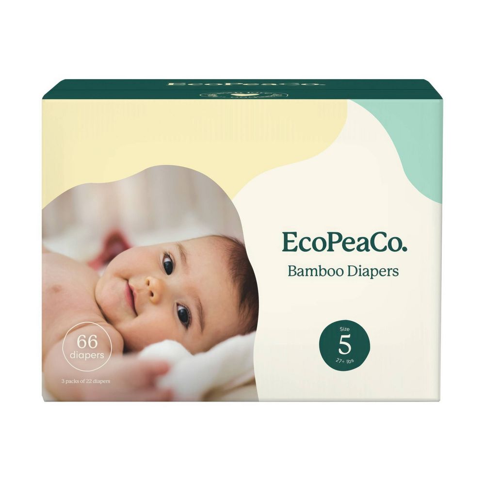 EcoPeaCo Bamboo Diapers for Sensitive Skin - Size 5 - 66ct
