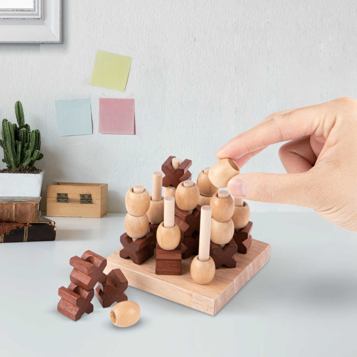 Zummy Hand Crafted Wood Mini Tic Tac Toe