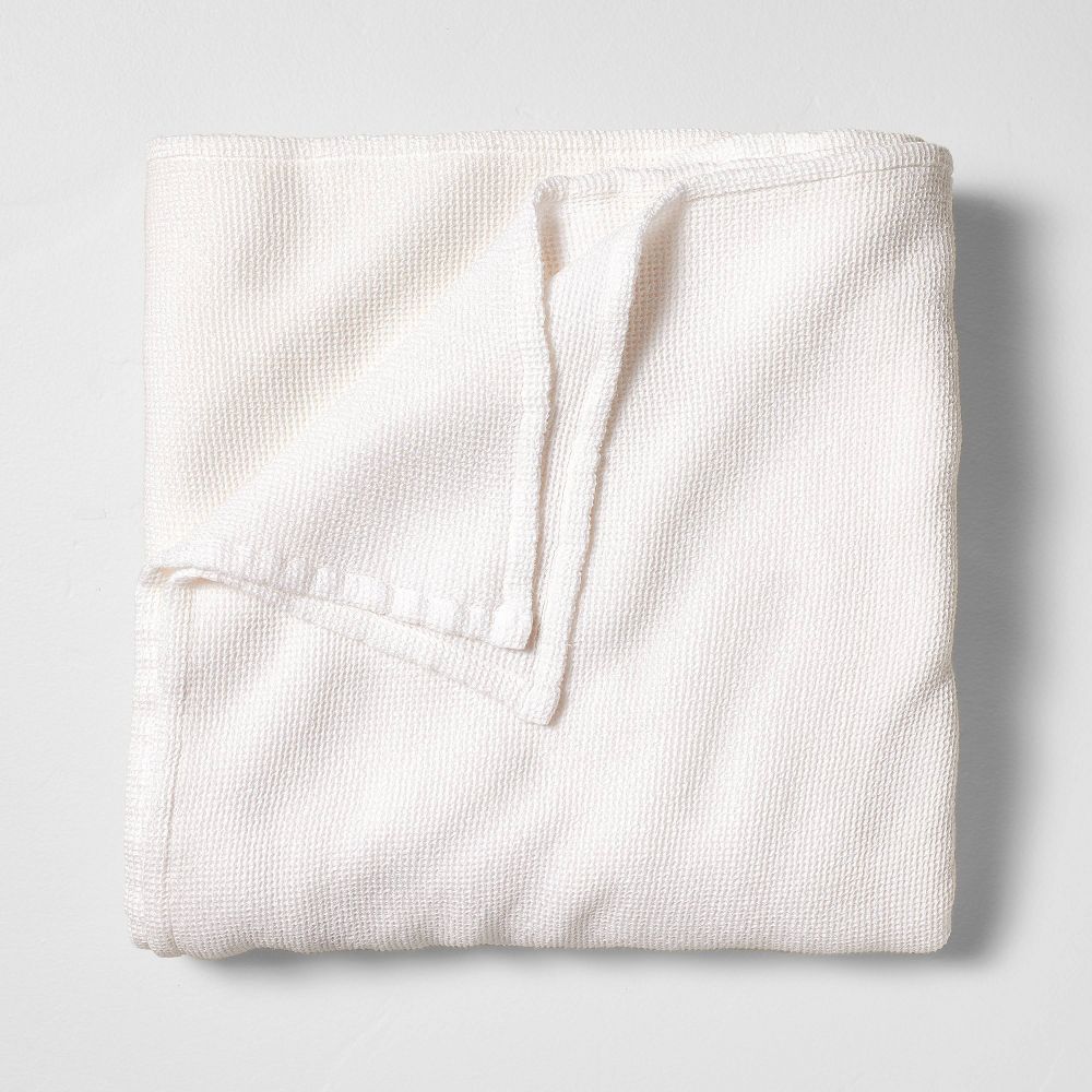 Full/Queen Micro Waffle Bed Blanket White - Casaluna: Lyocell & Cotton OEKO