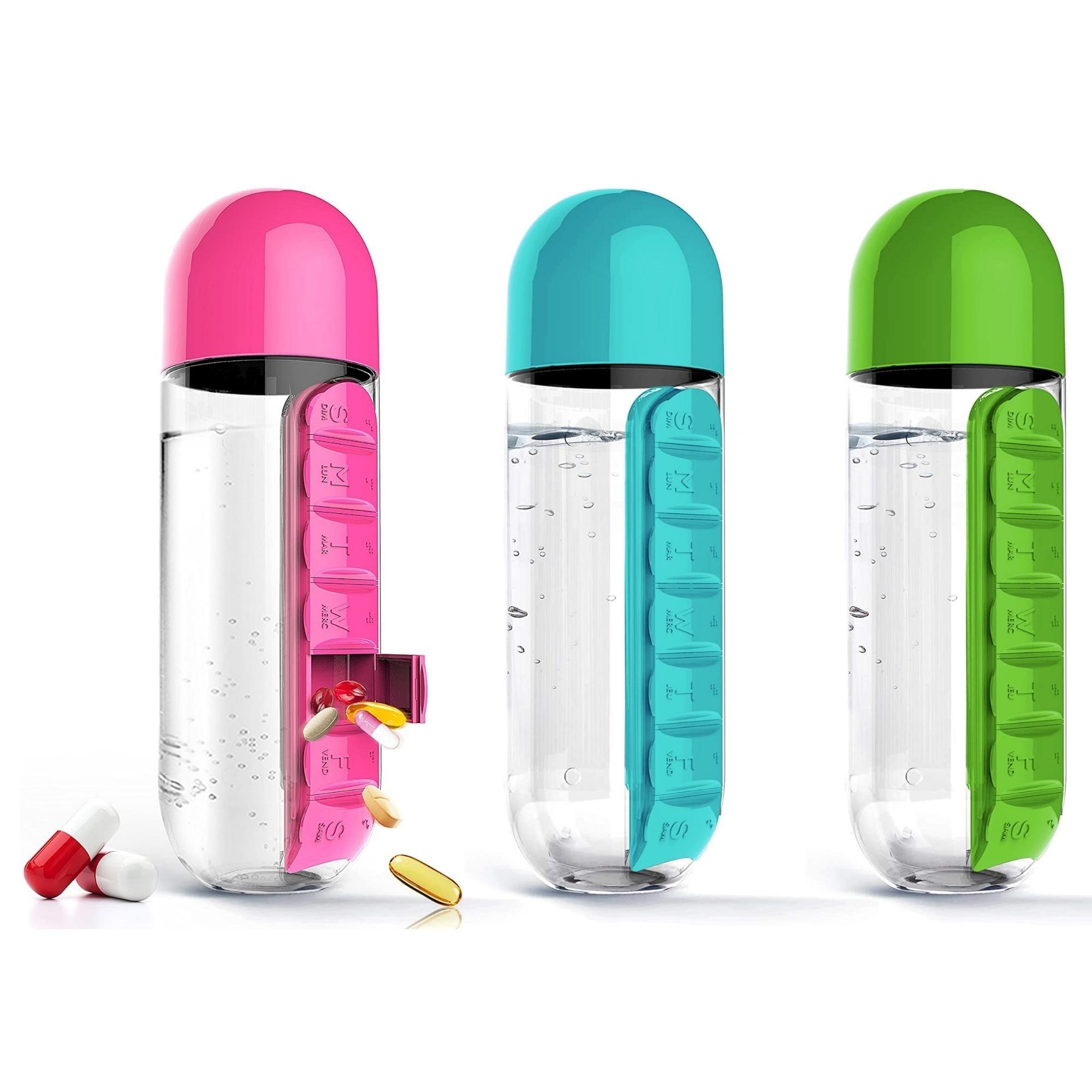 Water Bottle with Pill Organizer