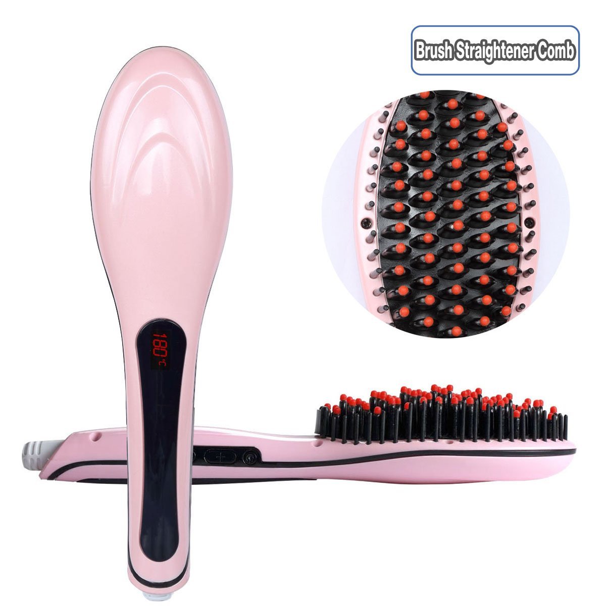 Hair Straightener Brush Anti Static Ceramic Heating Detangling Hair