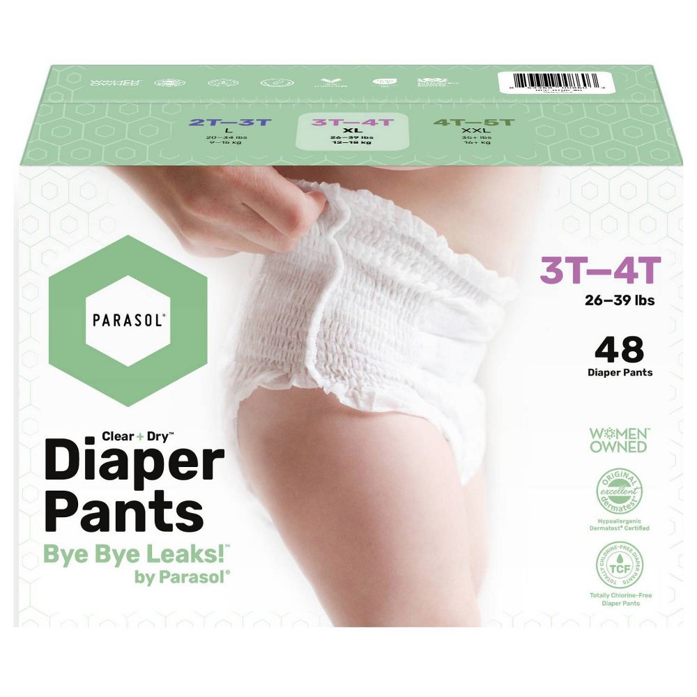 Parasol Clear+Dry Natural Disposable Diaper Pants - 3T-4T - 48ct - Open Box