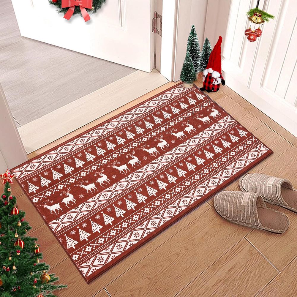 GustoWave 2*3ft Snowflake Christmas Holiday Decorative Area RugDoor Mat for