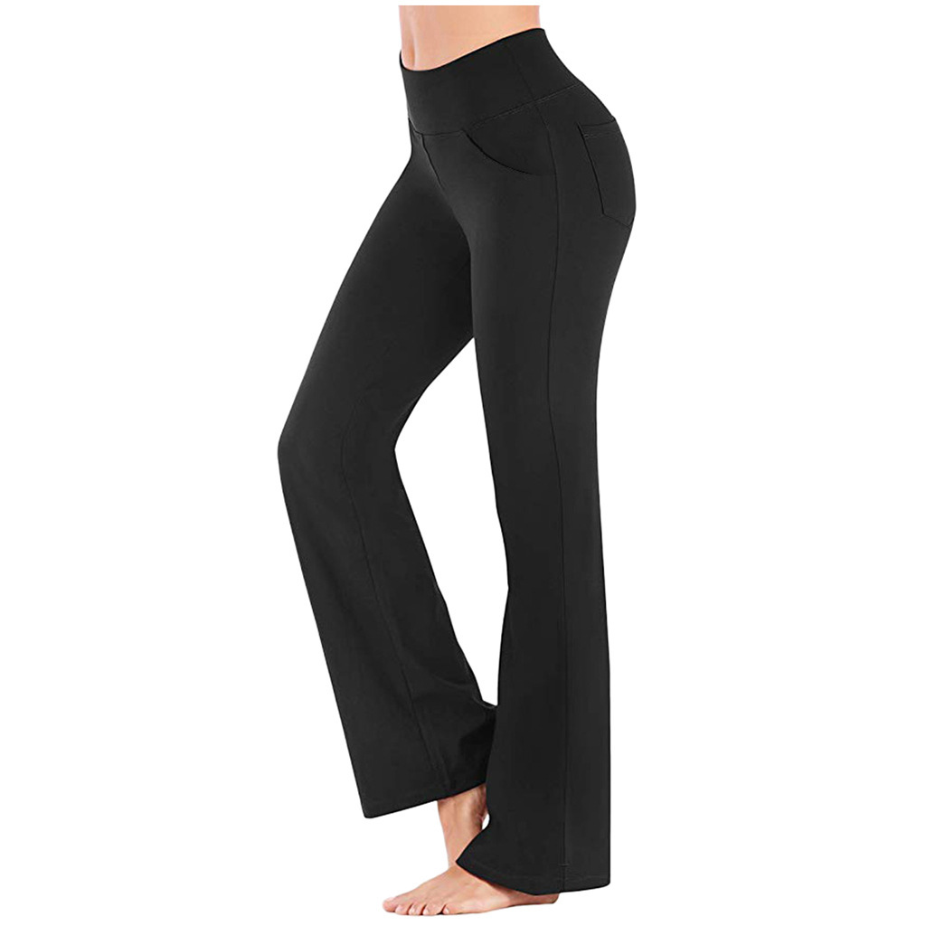 Yoga Pants with Pockets for Women Wide Leg Pants High Waist Workout Pants Tummy Control Work Pants