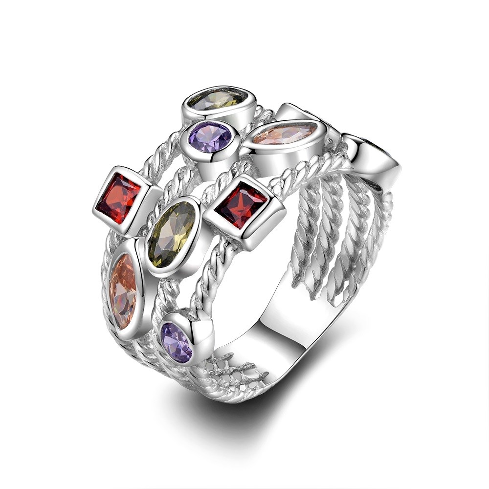 18kt White Gold Colorful Ladies Ring