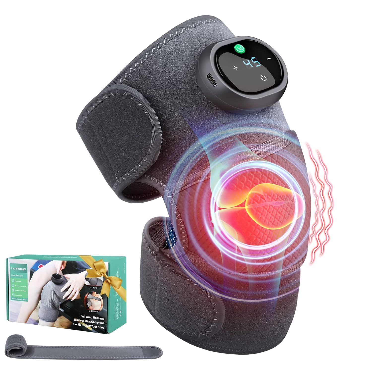 3-in-1 Knee Shoulder Elbow Heating & Vibration Massager, Cordless