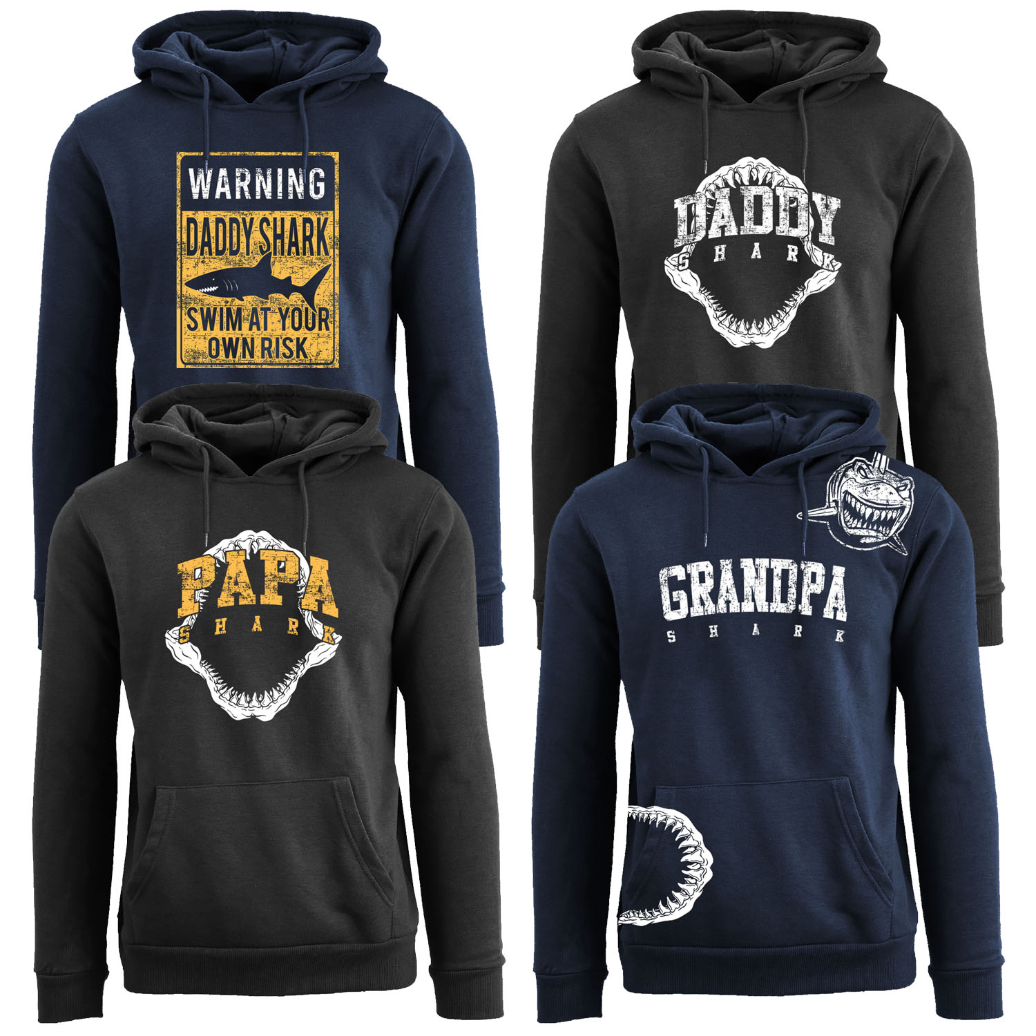 Men's Daddy Shark Pull Over Hoodie