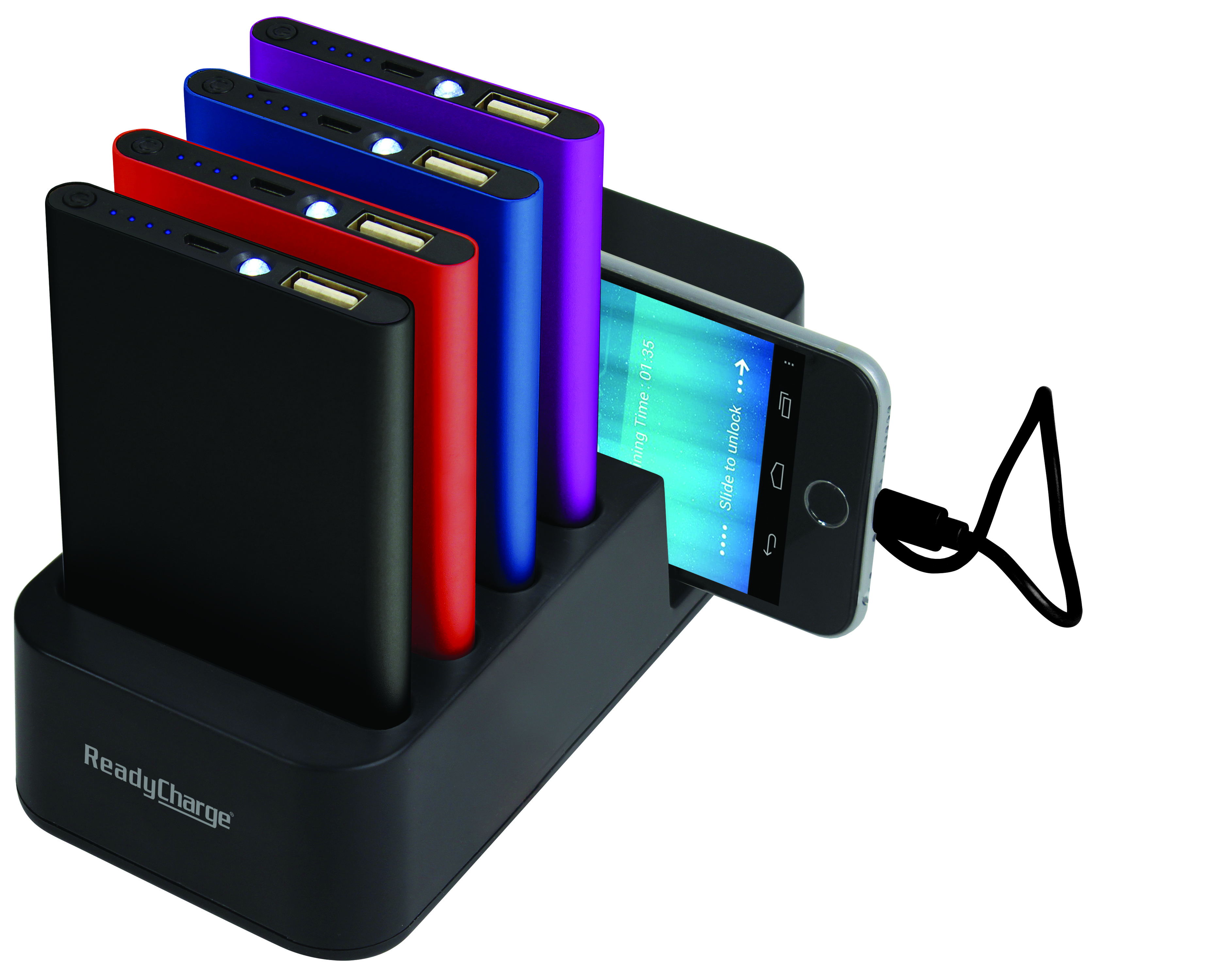 ReadyCharge Go! Portable Charger 4Pack with Charging Base Tanga