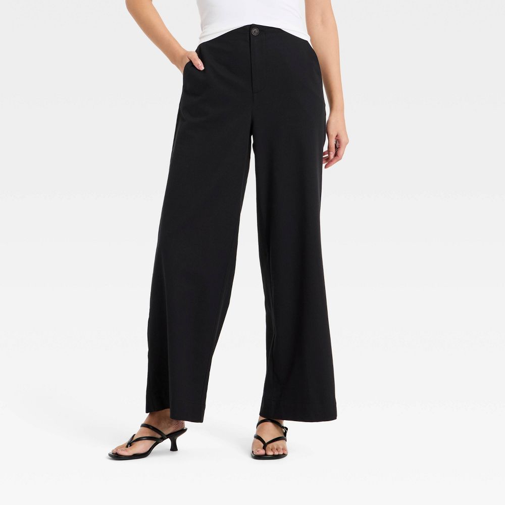 A New Day Women's Mid-Rise Wide Leg Faux Linen Trousers