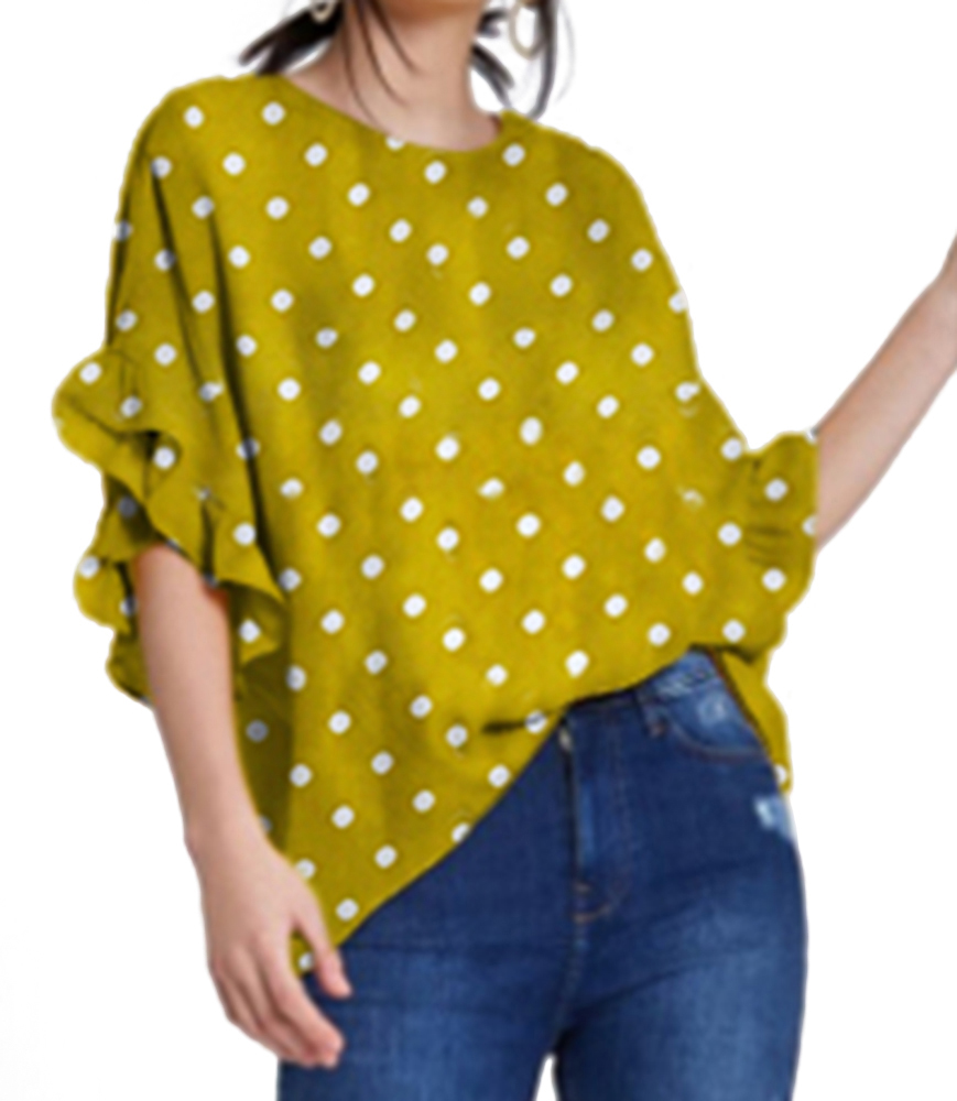 Polka Dot Dolman Drop Shoulder Blouse