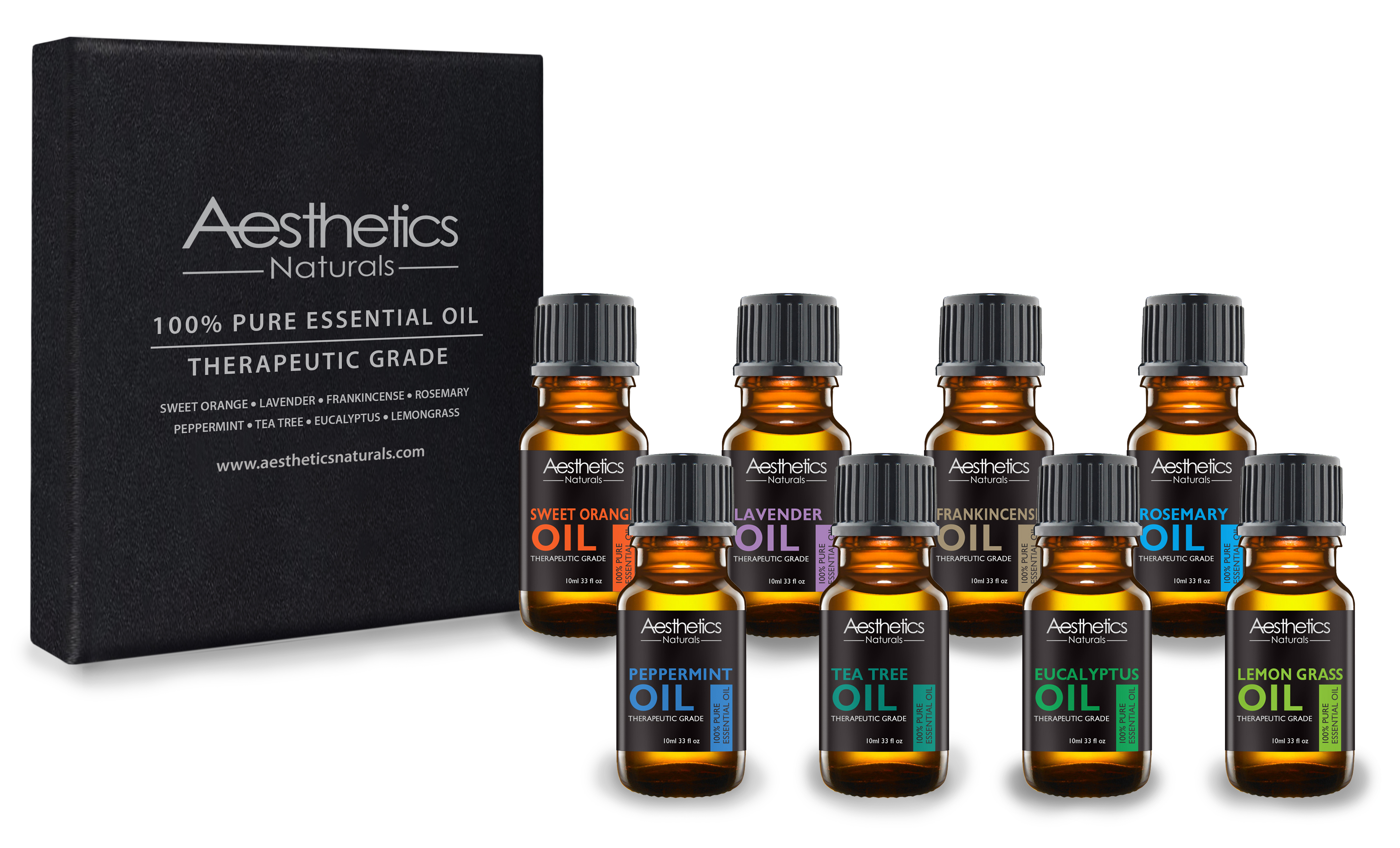 8 Pack: Therapeutic-Grade Aromatherapy Essential Oil Collection