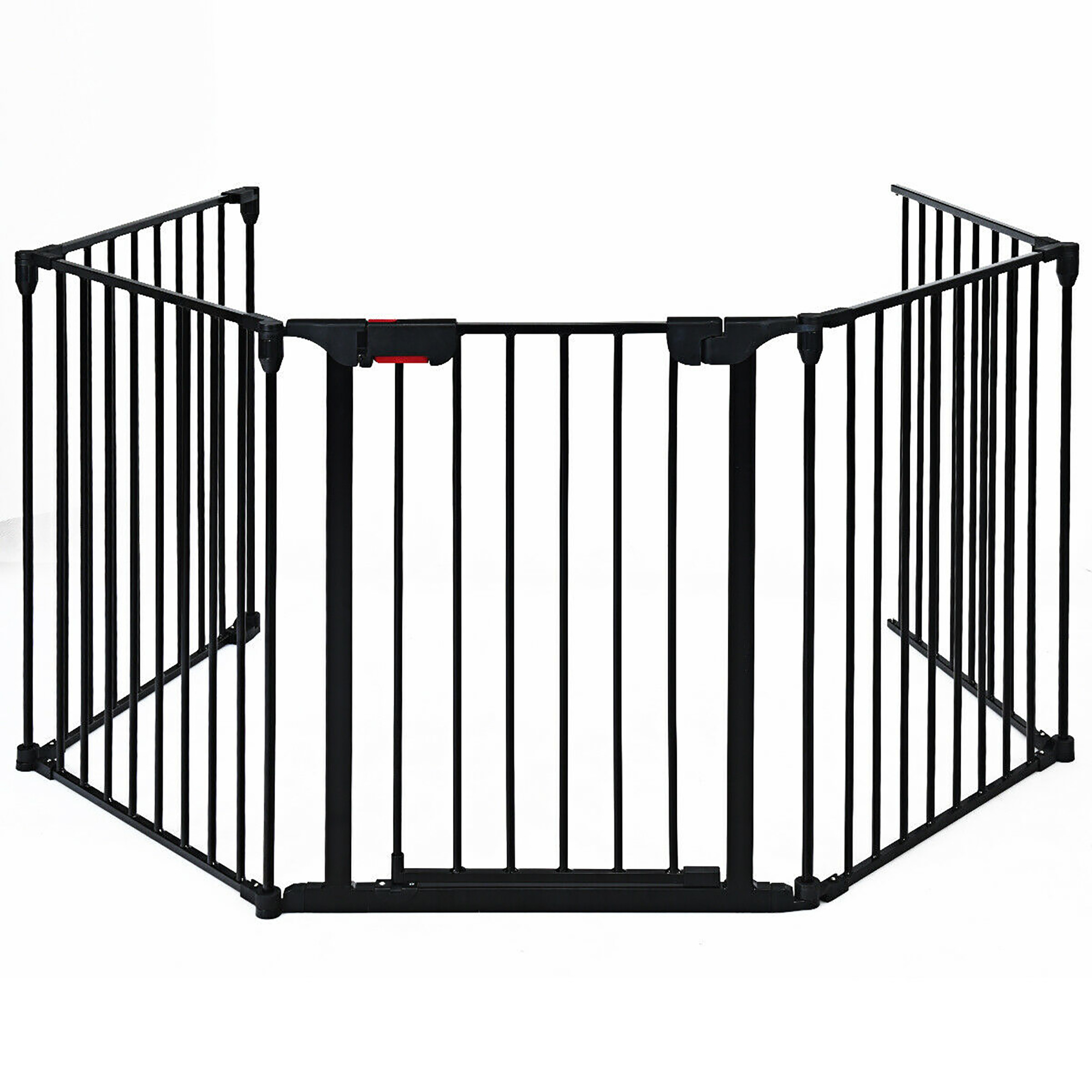 Costway Fireplace Fence Safety Fence Hearth Gate BBQ Metal Fire Door Pet Black