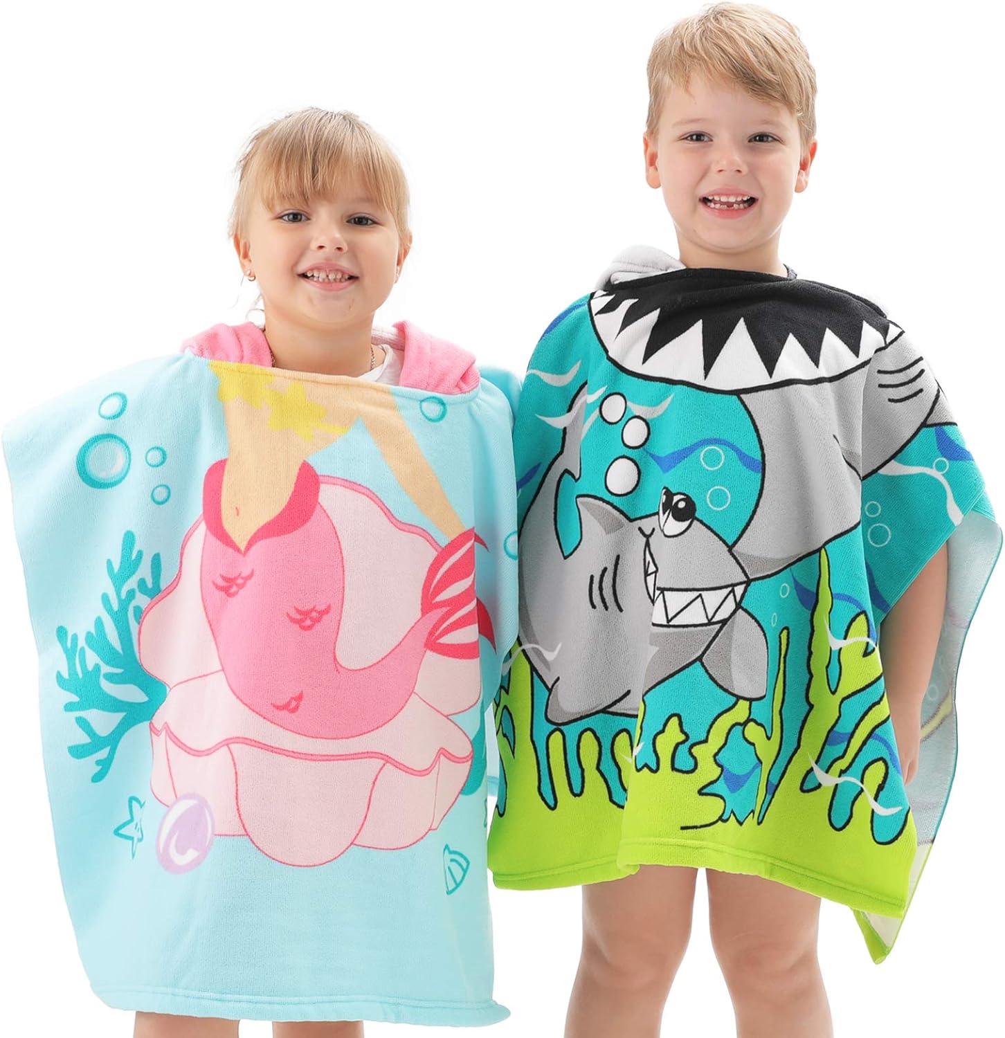 Kids Hooded Soft Microfiber Poncho Towel