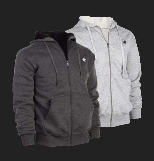 PACIFIC POLO CLUB (2-PACK) MEN'S FLEECE HOODIES - SIZE: L - LIGHT GRAY/CHARCOAL - New