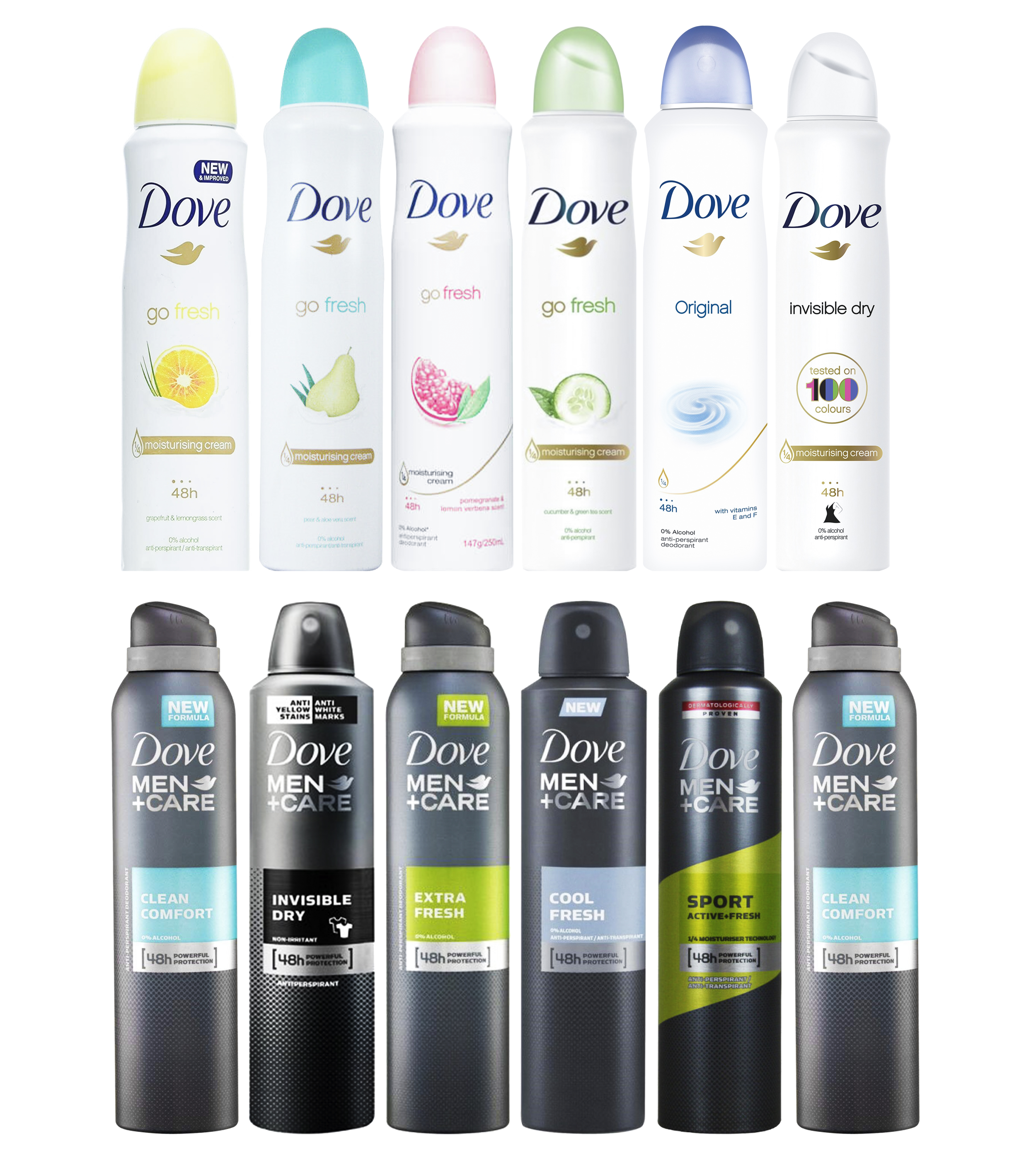 6-Pack Dove Body Spray Anti-Perspirant Bundle - 250ML Each