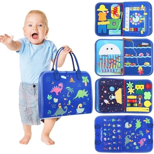 Busy Board Toddler Stocking Stuffers - Sensory Toys for Toddlers, Magic Blue - New