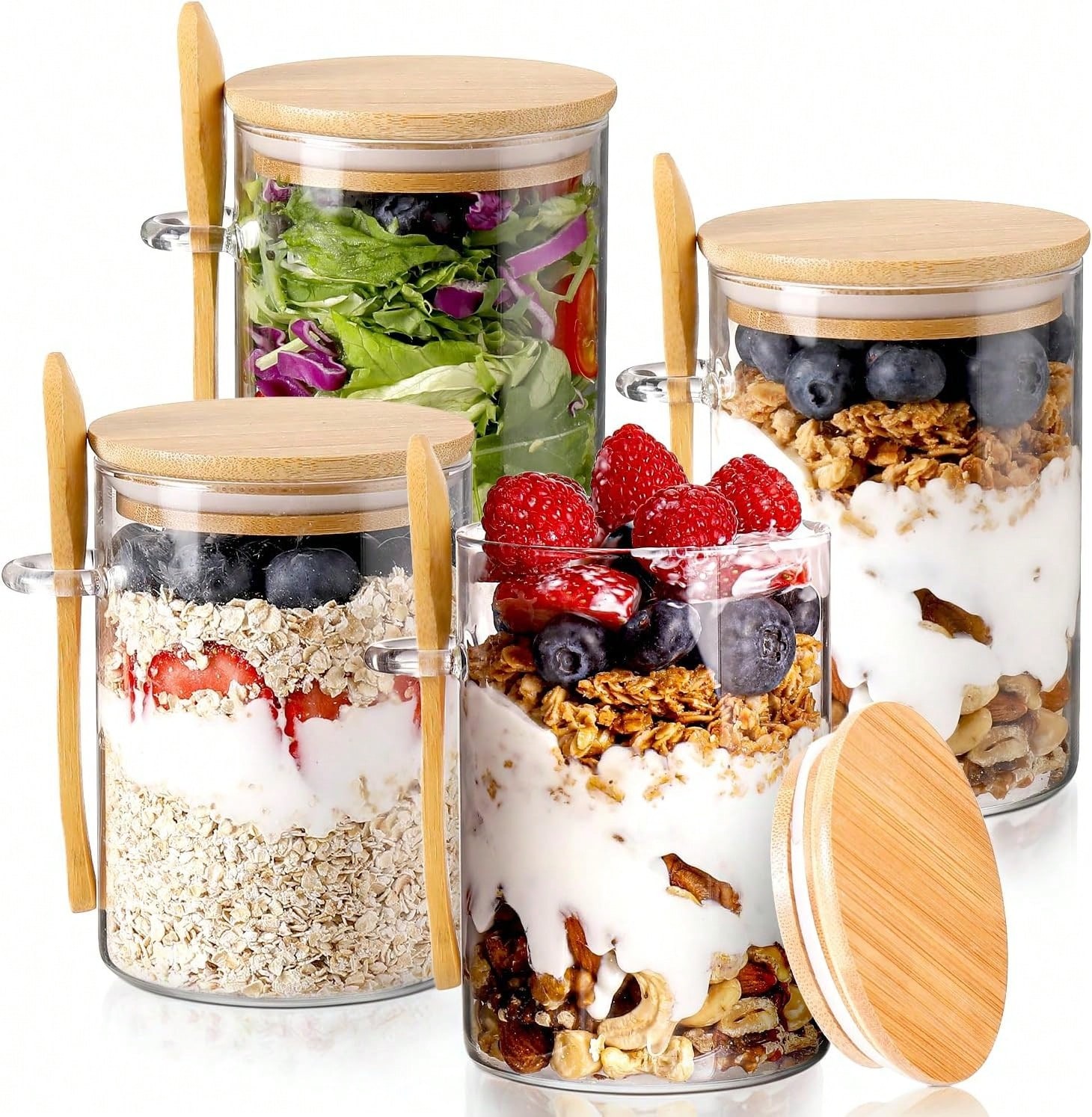 4-Pack Overnight Oats Containers with Lids