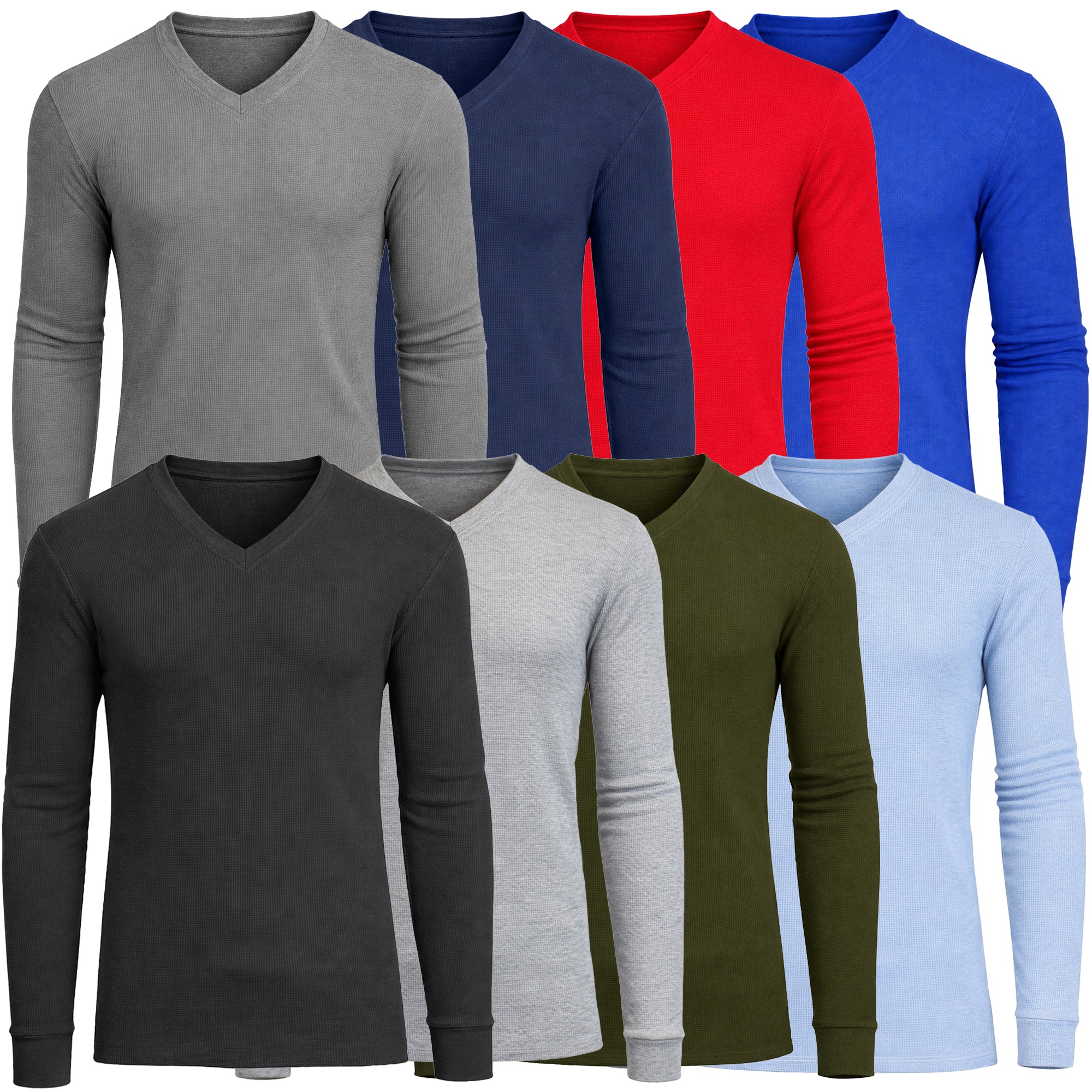 3-Pack Men’s Long Sleeve Waffle Knit Thermal Shirts