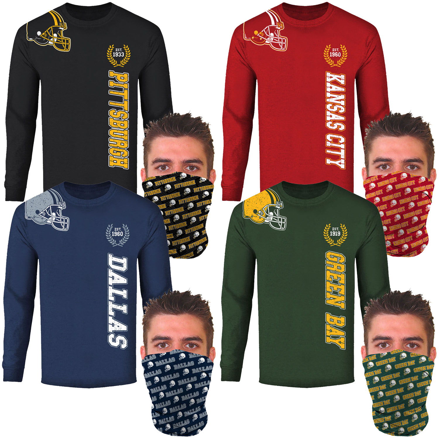 Men's Football Home Team Long Sleeve Shirts with Gaiter