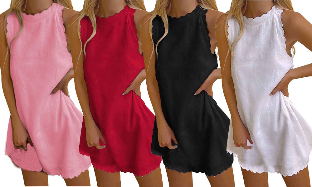 Linen Blend Sleeveless Summer Dress
