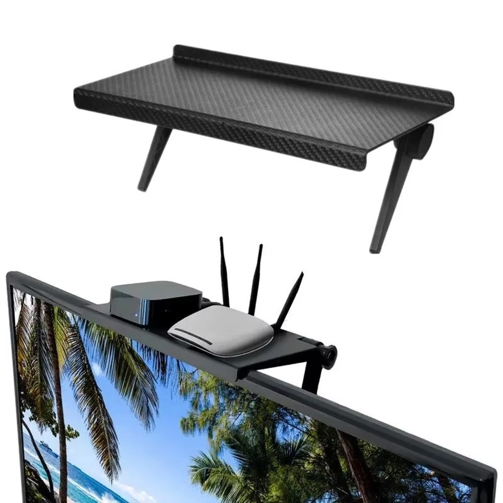 TV Top Shelf Adjustable Screen Shelf TV Monitor Top Bracket for Cellphone Stand, Media Boxes, Game Console, Router and Home