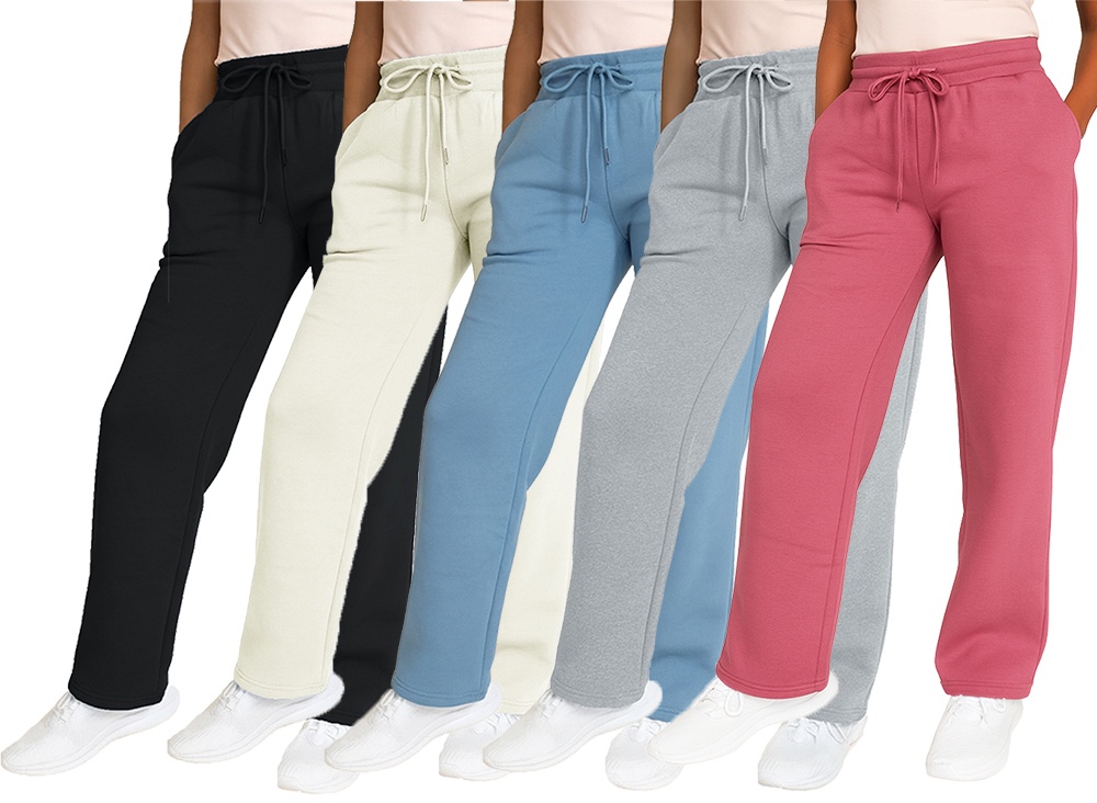 3-Pack Women's Heavyweight Wide Leg Loose-Fit Fleece-Lined Sweatpants