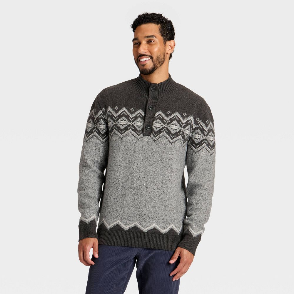 Men's Fair Isle Mock Neck Button Sweater - Goodfellow & Co