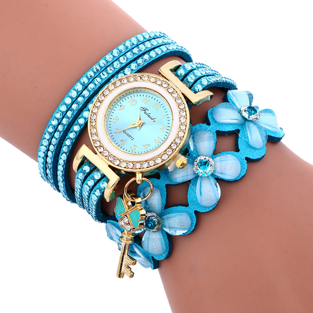 Chimes Diamond Leather Bracelet Lady Womans Wrist Watch Chimes Diamond Leather Bracelet Lady Womans Wrist Watch