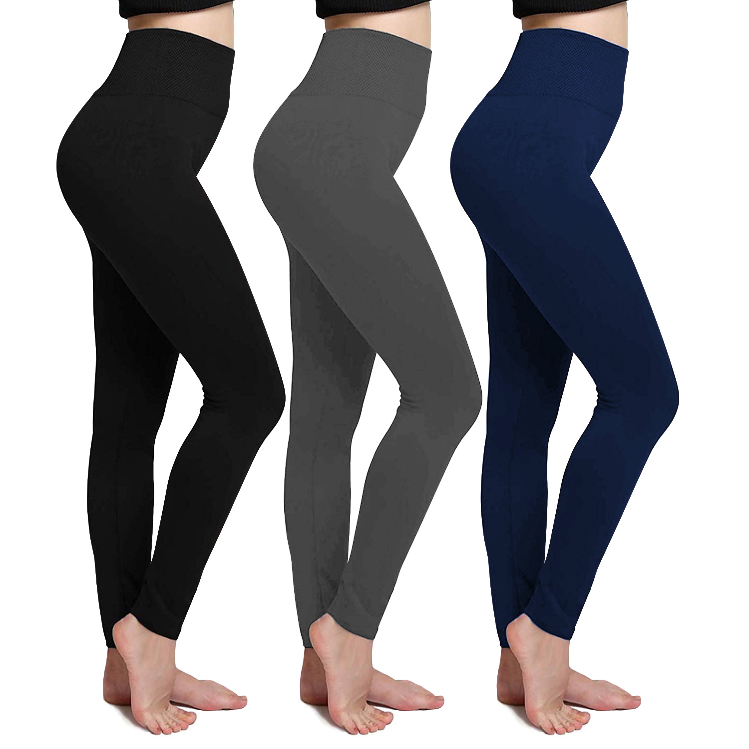 3-Pack Women's Cozy Fleece-Lined Seamless Leggings