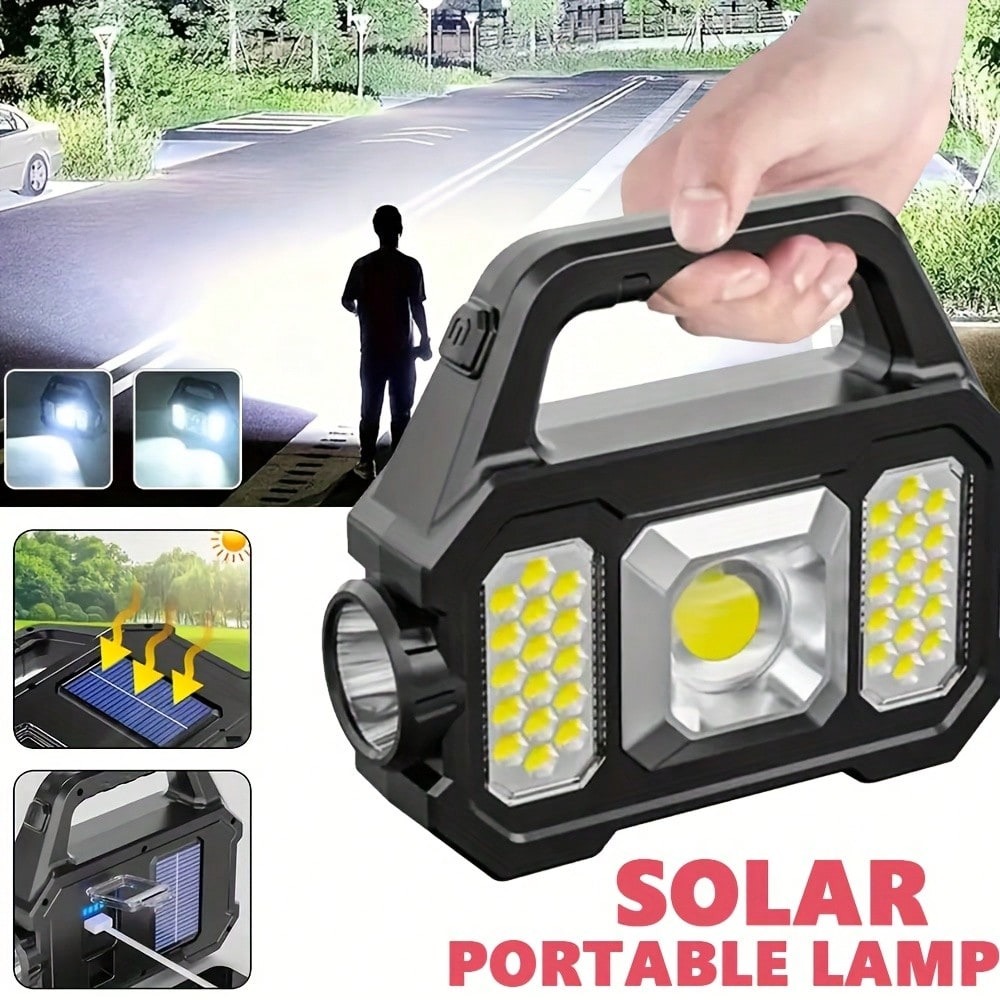 Camping Solar Flashlight Super Bright COB Outdoor Emergency