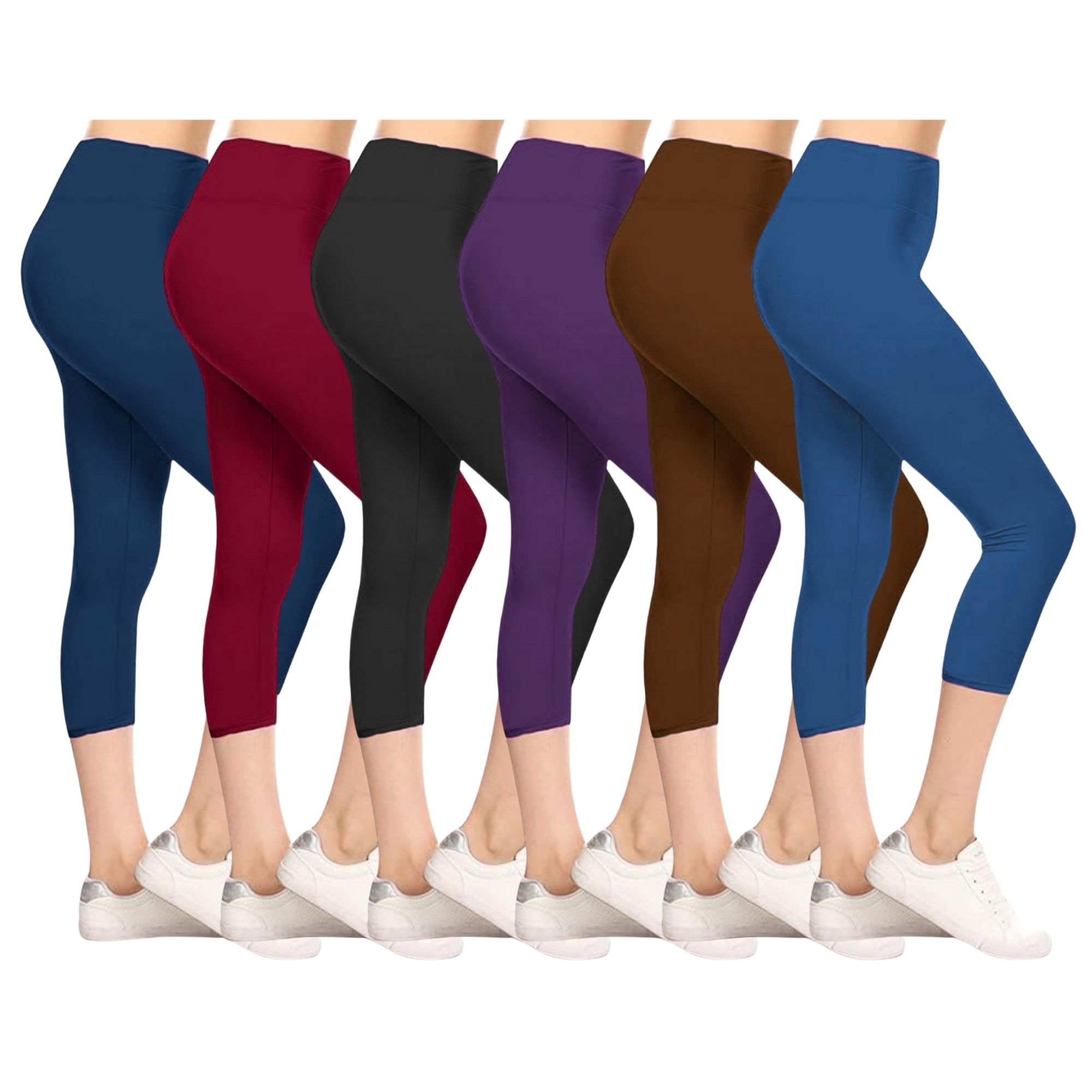 6-Pack High Waisted Capri Leggings – Buttery Soft, High Stretch, Yoga Workout Pants for Women