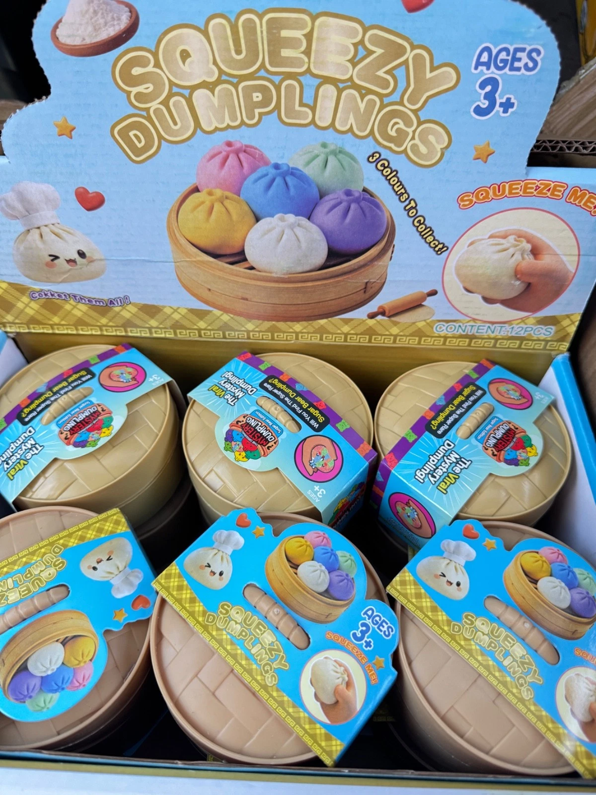 GENERIC DUMPLING SQUISHY TOY BOX BAO BUN DIM SUM SQUISHIES 12 COUNT - MYSTERY - New