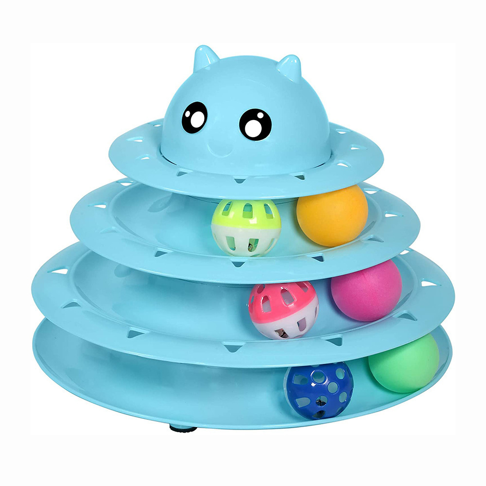 Cat Toy Roller 3-Level Turntable Cat Toys with Six Colorful Balls