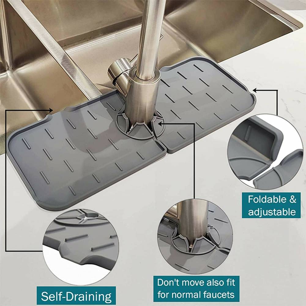 Silicone Faucet Mat Drain Pad Middle Round Kitchen - 2 Colors